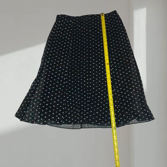 Moa Moa Black Sheer Midi Skirt – Pastel Mini Floral Print - Picture 2 of 4